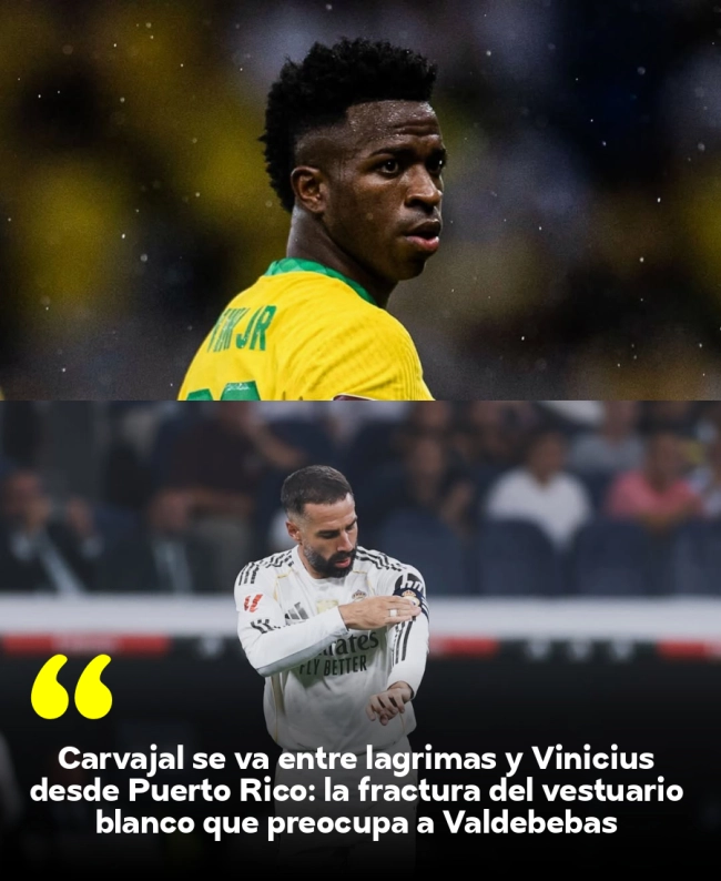 Carvajal se va entre lágrimas y Vinicius desde Puerto Rico: la fractura del vestuario blanco que preocupa a Valdebebas Carvajal se va entre lágrimas y Vinicius desde Puerto Rico: la fractura del vestuario blanco que preocupa a Valdebebas