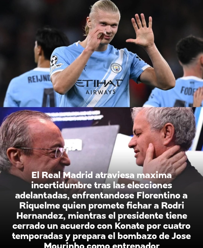 Bombazo: Florentino cierra a Konaté y Mourinho para el Madrid mientras Riquelme promete a Rodri y Haaland Bombazo: Florentino cierra a Konaté y Mourinho para el Madrid mientras Riquelme promete a Rodri y Haaland