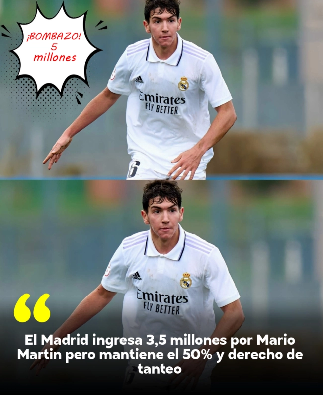 El Madrid ingresa 3,5 millones por Mario Martín pero mantiene el 50% y derecho de tanteo