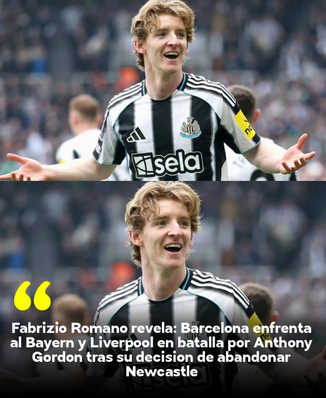 Fabrizio Romano revela: Barcelona enfrenta al Bayern y Liverpool en batalla por Anthony Gordon tras su decisión de abandonar Newcastle Fabrizio Romano revela: Barcelona enfrenta al Bayern y Liverpool en batalla por Anthony Gordon tras su decisión de abandonar Newcastle