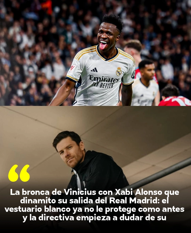 La bronca de Vinícius con Xabi Alonso que dinamitó su salida del Real Madrid: el vestuario blanco ya no le protege como antes y la directiva empieza a dudar de su renovación a largo plazo La bronca de Vinícius con Xabi Alonso que dinamitó su salida del Real Madrid: el vestuario blanco ya no le protege como antes y la directiva empieza a dudar de su renovación a largo plazo