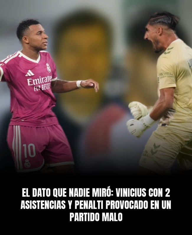 El dato que nadie miró: Vinicius con 2 asistencias y penalti provocado en un partido malo