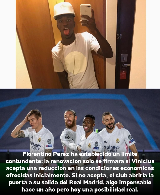 Florentino da un ultimátum explosivo a Vinicius: Rebaja salarial o abandona el Bernabéu inmediatamente Florentino da un ultimátum explosivo a Vinicius: Rebaja salarial o abandona el Bernabéu inmediatamente