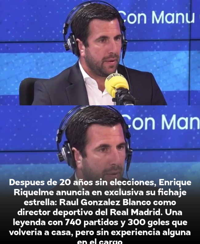 Bombazo electoral en el Real Madrid: Enrique Riquelme anuncia a Raúl González como director deportivo si gana las elecciones Bombazo electoral en el Real Madrid: Enrique Riquelme anuncia a Raúl González como director deportivo si gana las elecciones
