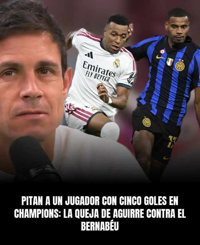 Pitan a un jugador con cinco goles en Champions: la queja de Aguirre contra el Bernabéu Pitan a un jugador con cinco goles en Champions: la queja de Aguirre contra el Bernabéu