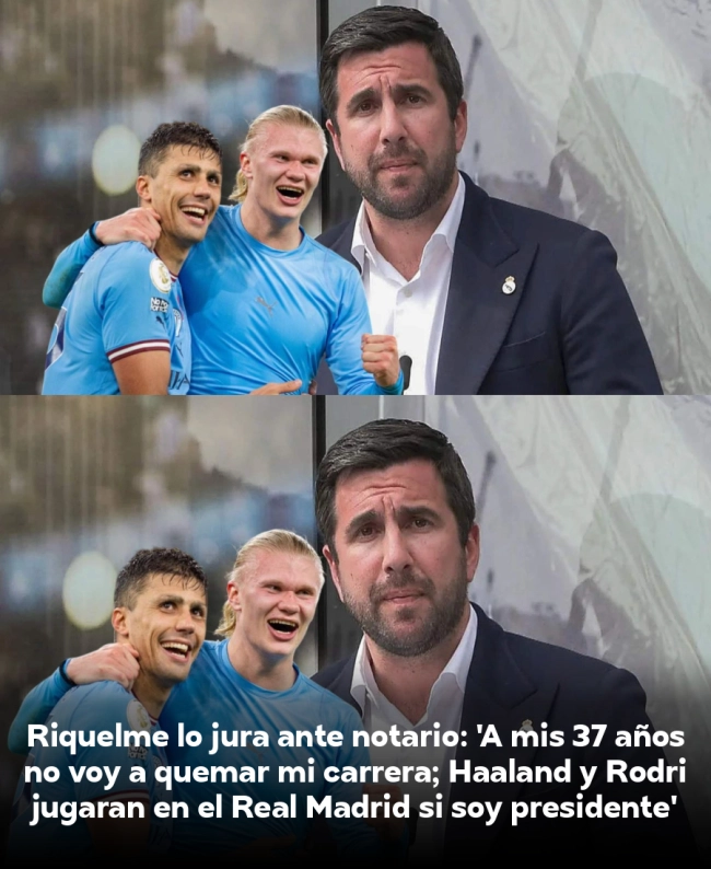 Riquelme lo jura ante notario: 'A mis 37 años no voy a quemar mi carrera; Haaland y Rodri jugarán en el Real Madrid si soy presidente' Riquelme lo jura ante notario: 'A mis 37 años no voy a quemar mi carrera; Haaland y Rodri jugarán en el Real Madrid si soy presidente'